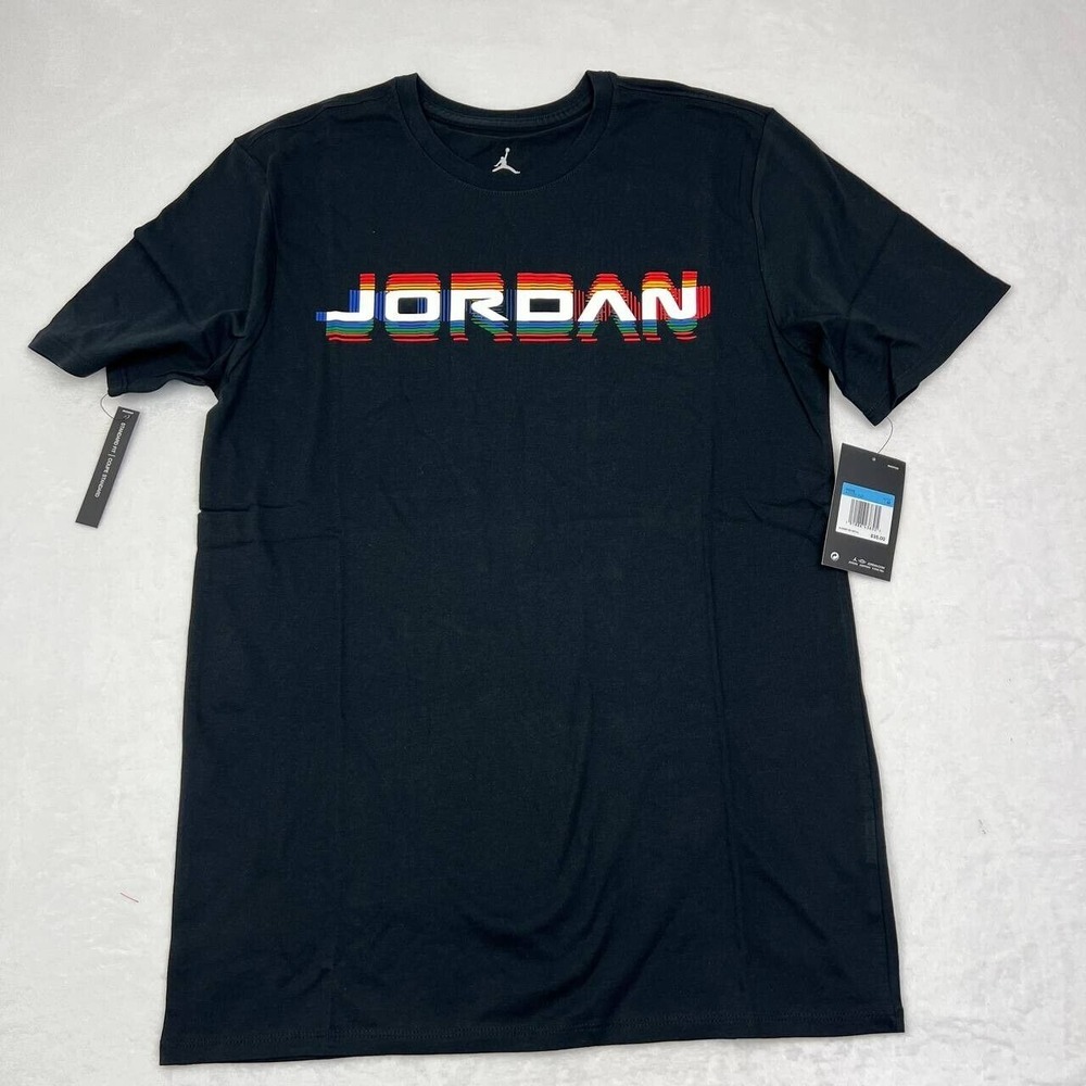 Air Jordan 13 Shirt Men Medium Black Jumpman Short Sleeve Chicago Bulls New M